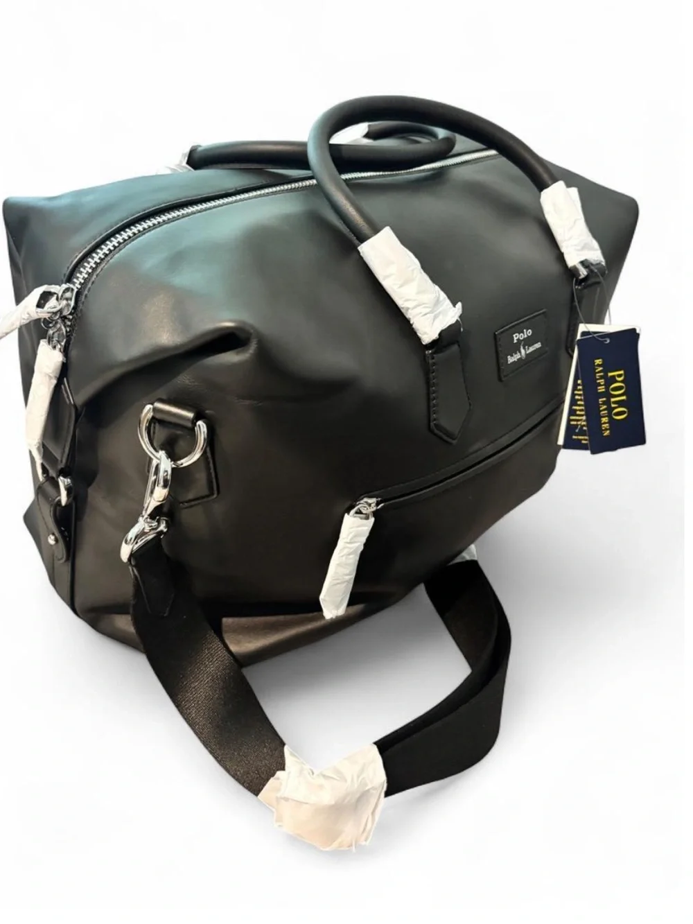 NWT Polo by Ralph Lauren Black Luxury Weekender Leather Duffle Bag MSRP $498